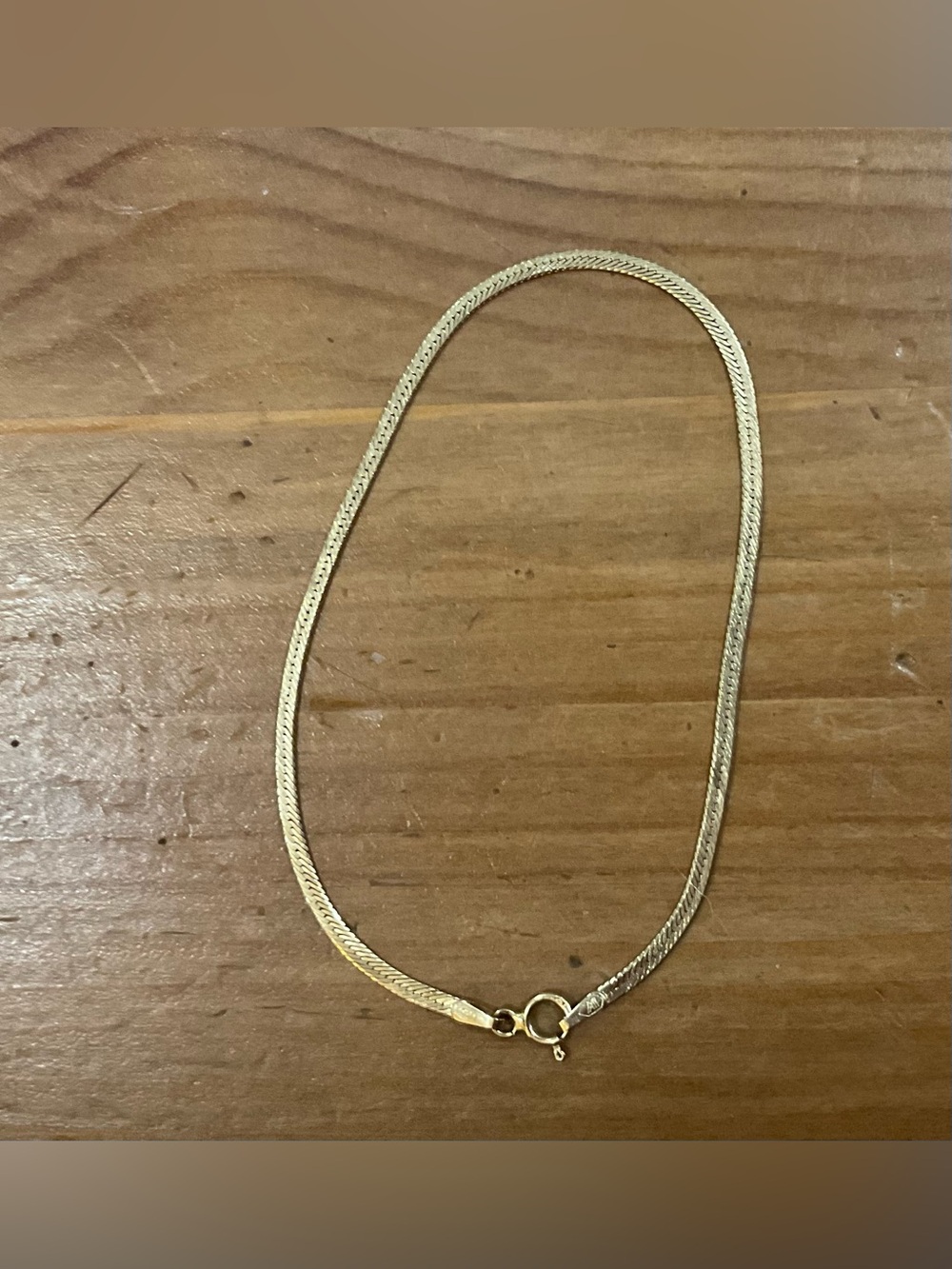Vintage:plain,delicate,dainty,thin,slim14k Gold-Milan Italy Herringbone bracelet